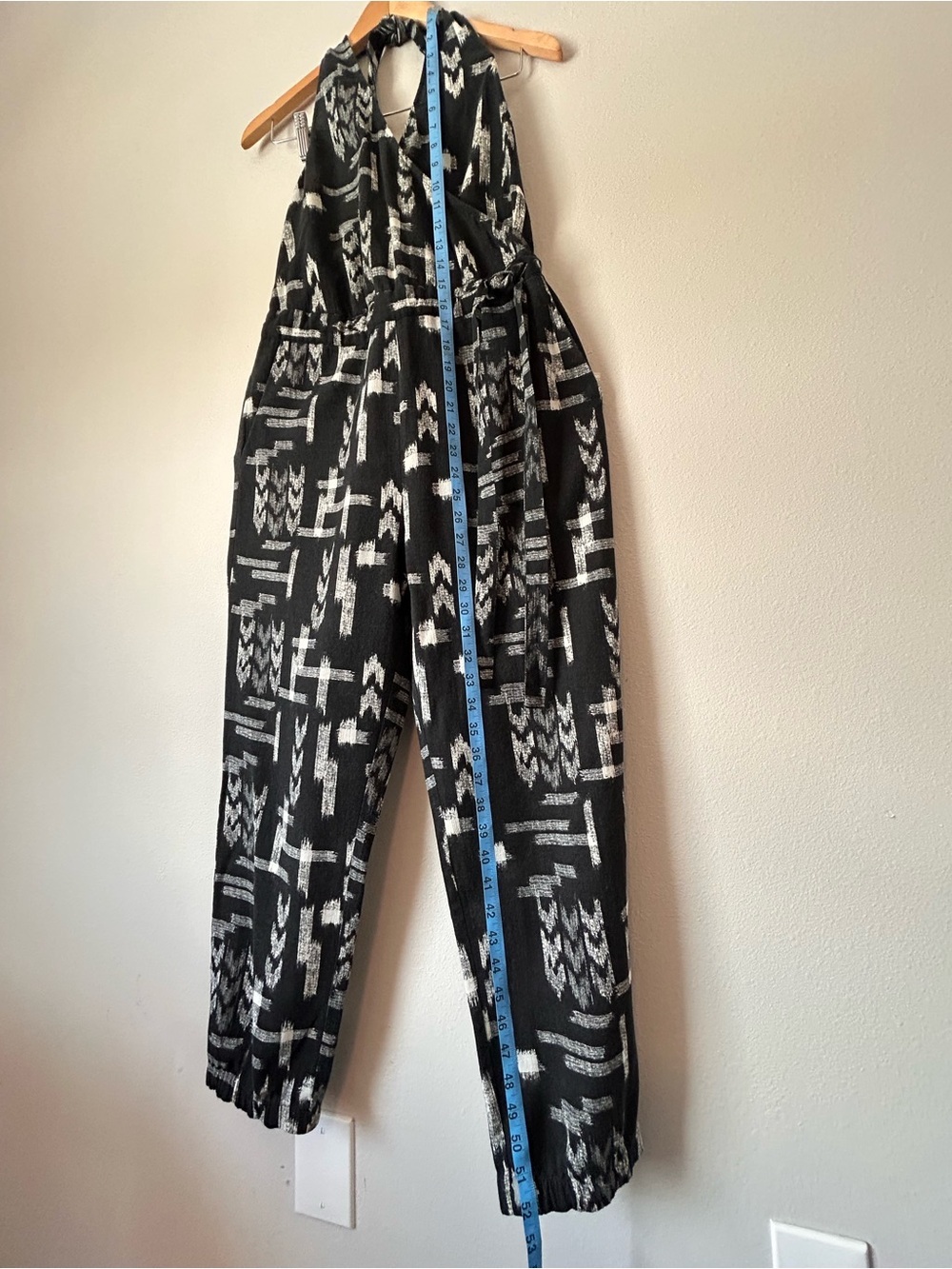 Madewell Black & White Geometric Halter Tie-Waist Jumpsuit - Picture 9 of 14